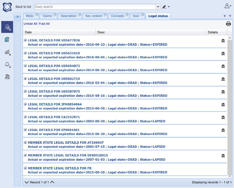 Patent Number Dates Chart